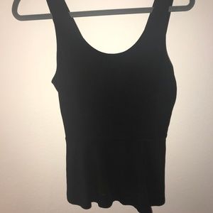 Black Peplum Top with Criss-Cross Back